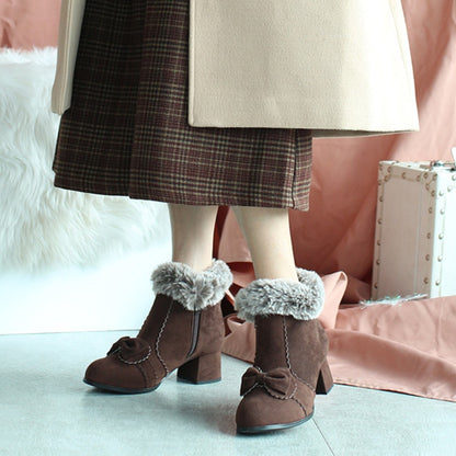 Fleece-Lined Suede Short Boots