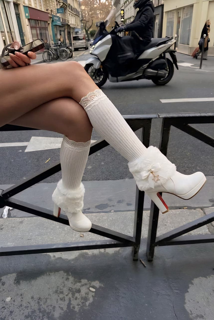 Elegant Fur Trim Winter Ankle Boots
