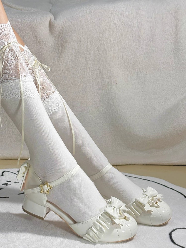 Fairy Lace Pearl Lolita Mid Heels