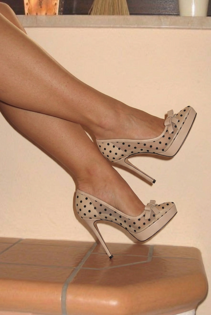 French Polka Dot Mesh Heels