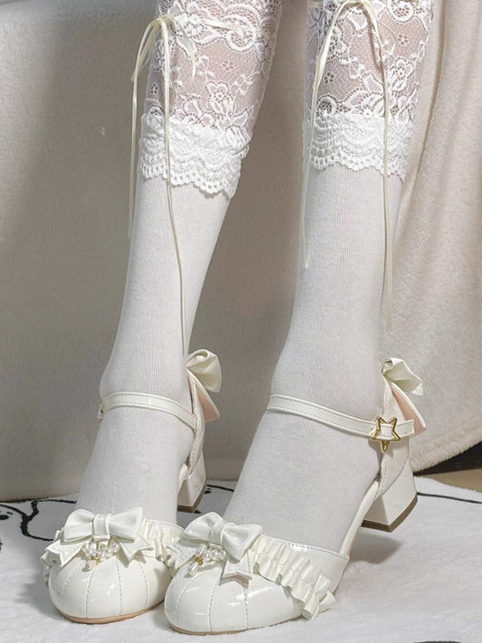 Fairy Lace Pearl Lolita Mid Heels