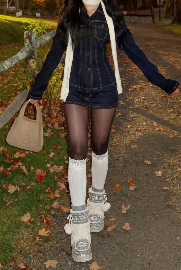 Fair Isle Fleece Winter Snow Boots