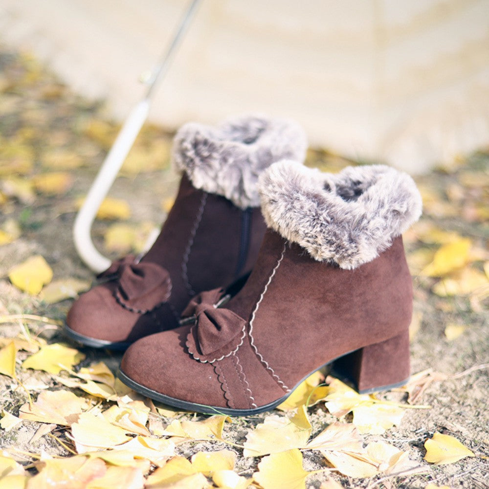 Fleece-Lined Suede Short Boots