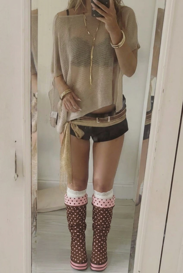 Polka Dot Platform Mid Calf Boots