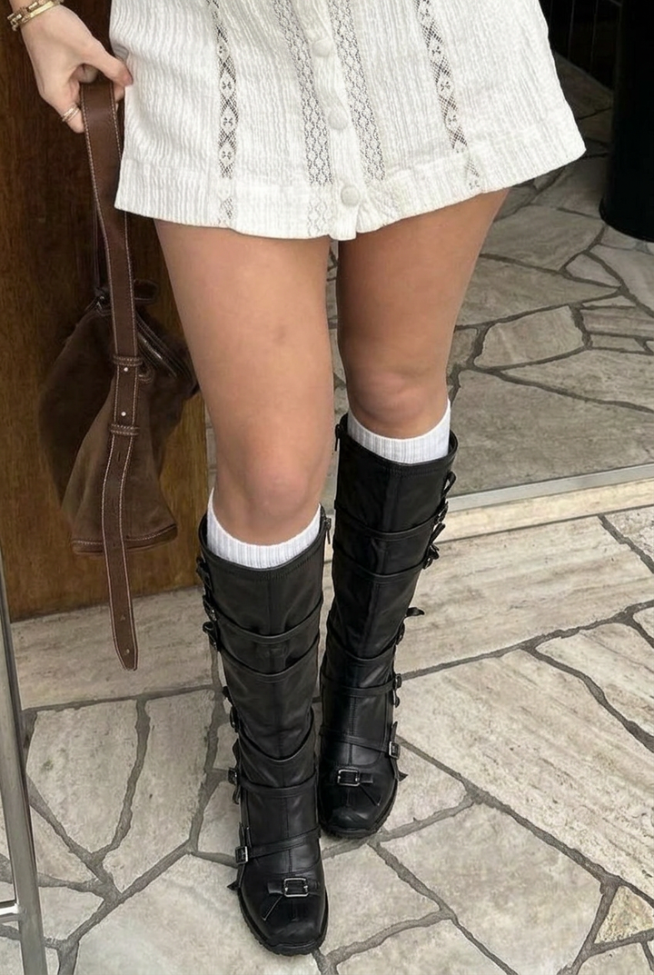 Floral Bow Lace up Boots