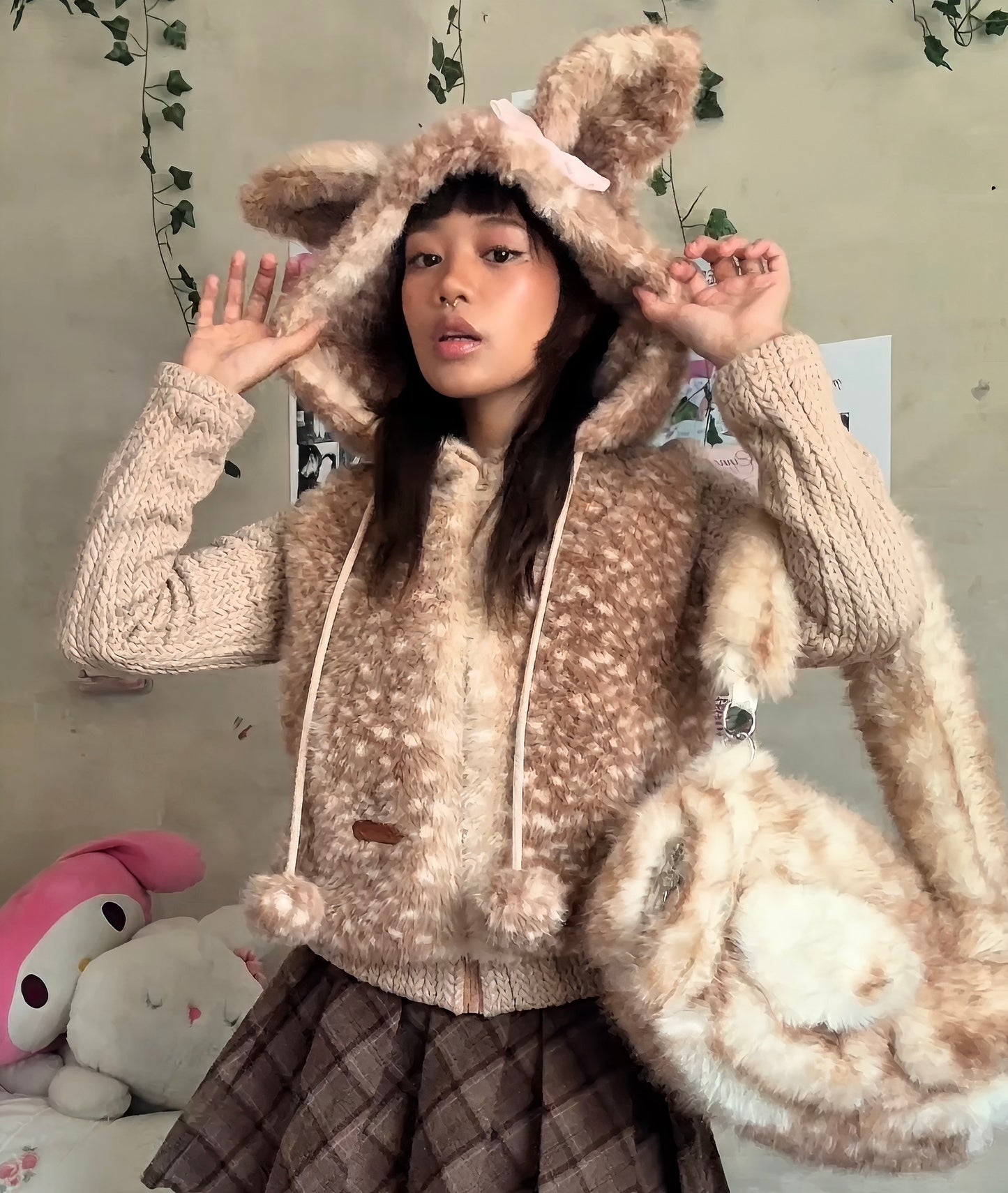 Deer Faux Fur Sweater
