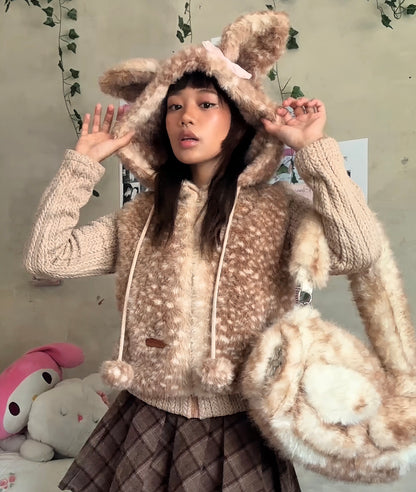 Deer Faux Fur Sweater