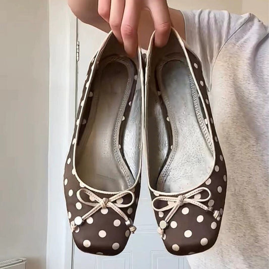 Polka Dot Satin Ballet Flats