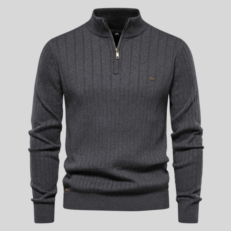 Alvis | Muscle Fit Casual Ribbed Pullover