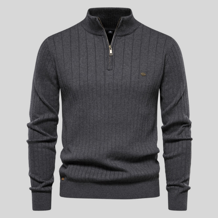 Alvis | Muscle Fit Casual Ribbed Pullover