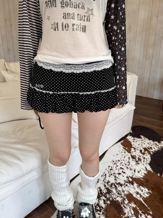 Cute Lace Bubble Mini Skirt