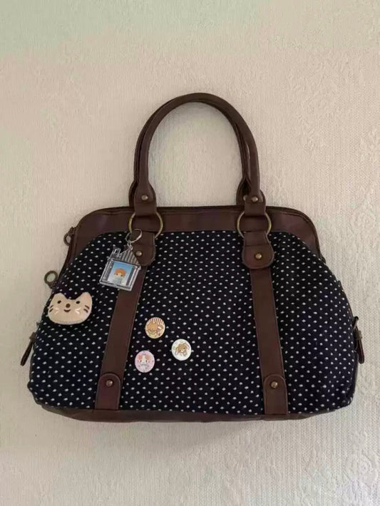 Retro Polka Dot College Tote