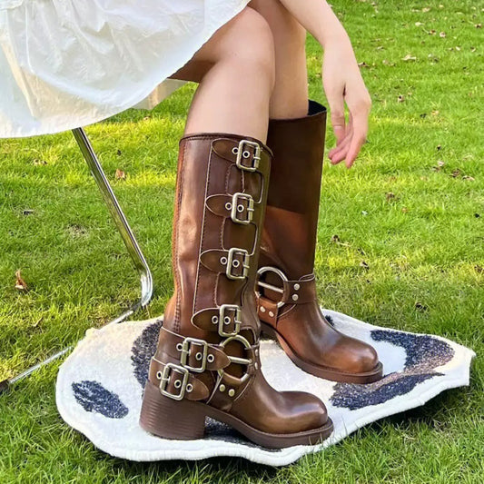 Vintage Buckle Riding Boots