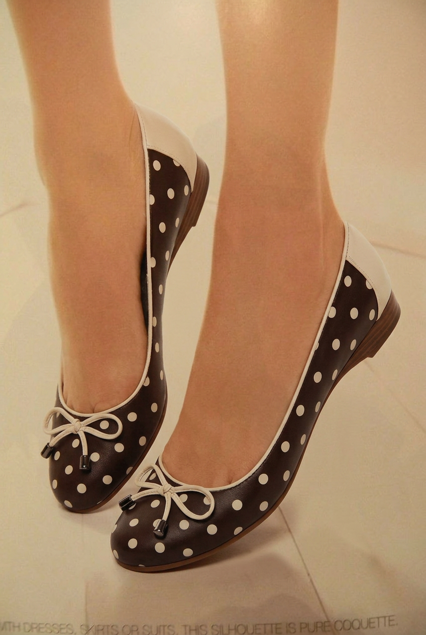 Polka Dot Satin Ballet Flats