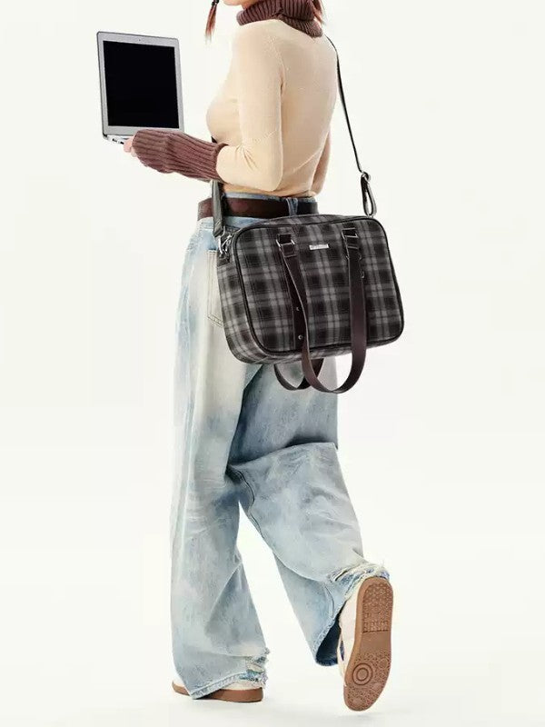 Preppy Plaid Large Tote Bag