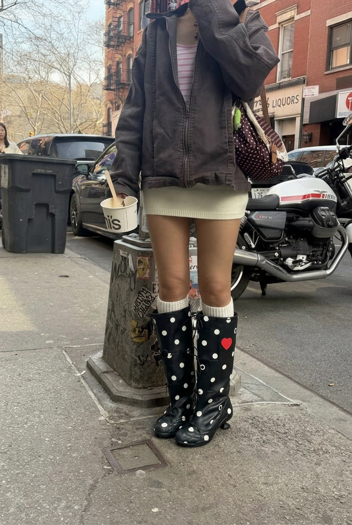 Black Polka Dot Boots