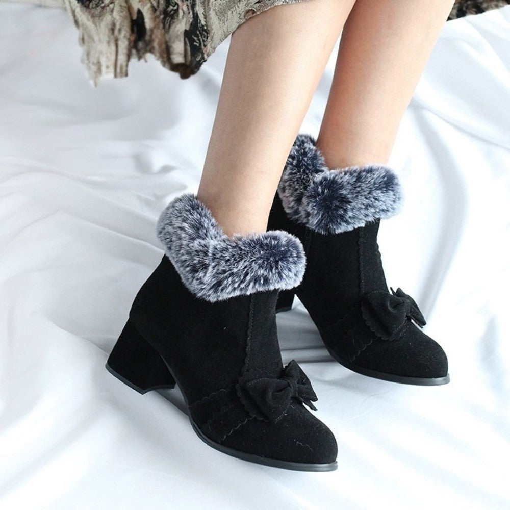 Fleece-Lined Suede Short Boots