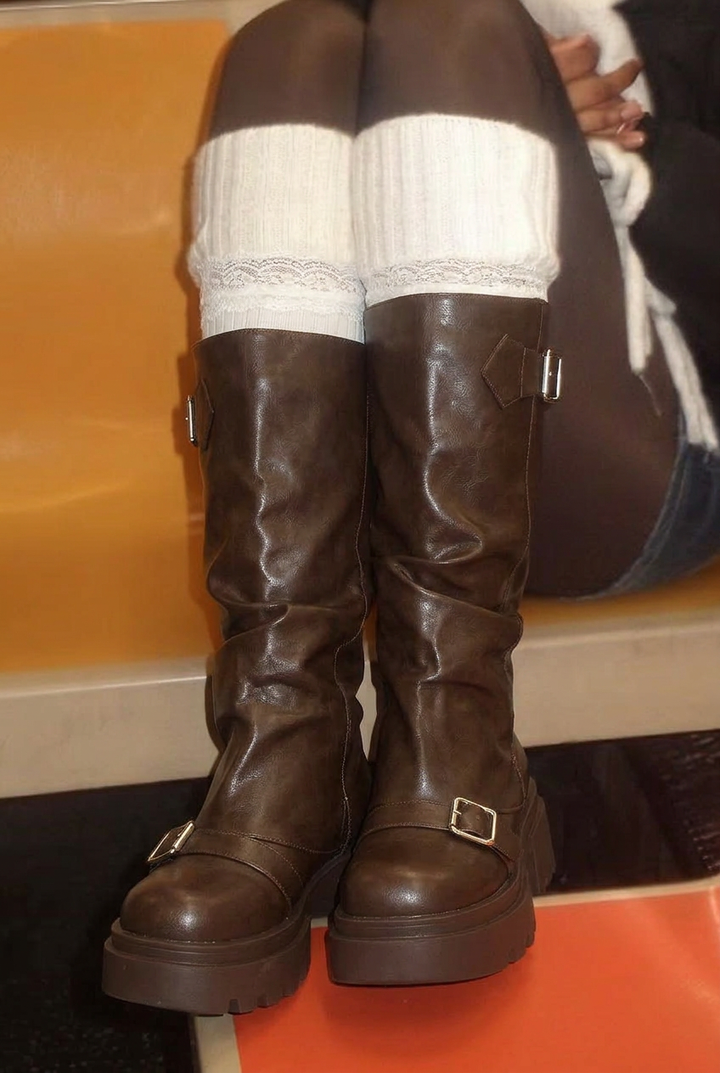 Retro Platform Mid-Calf Martin Boots