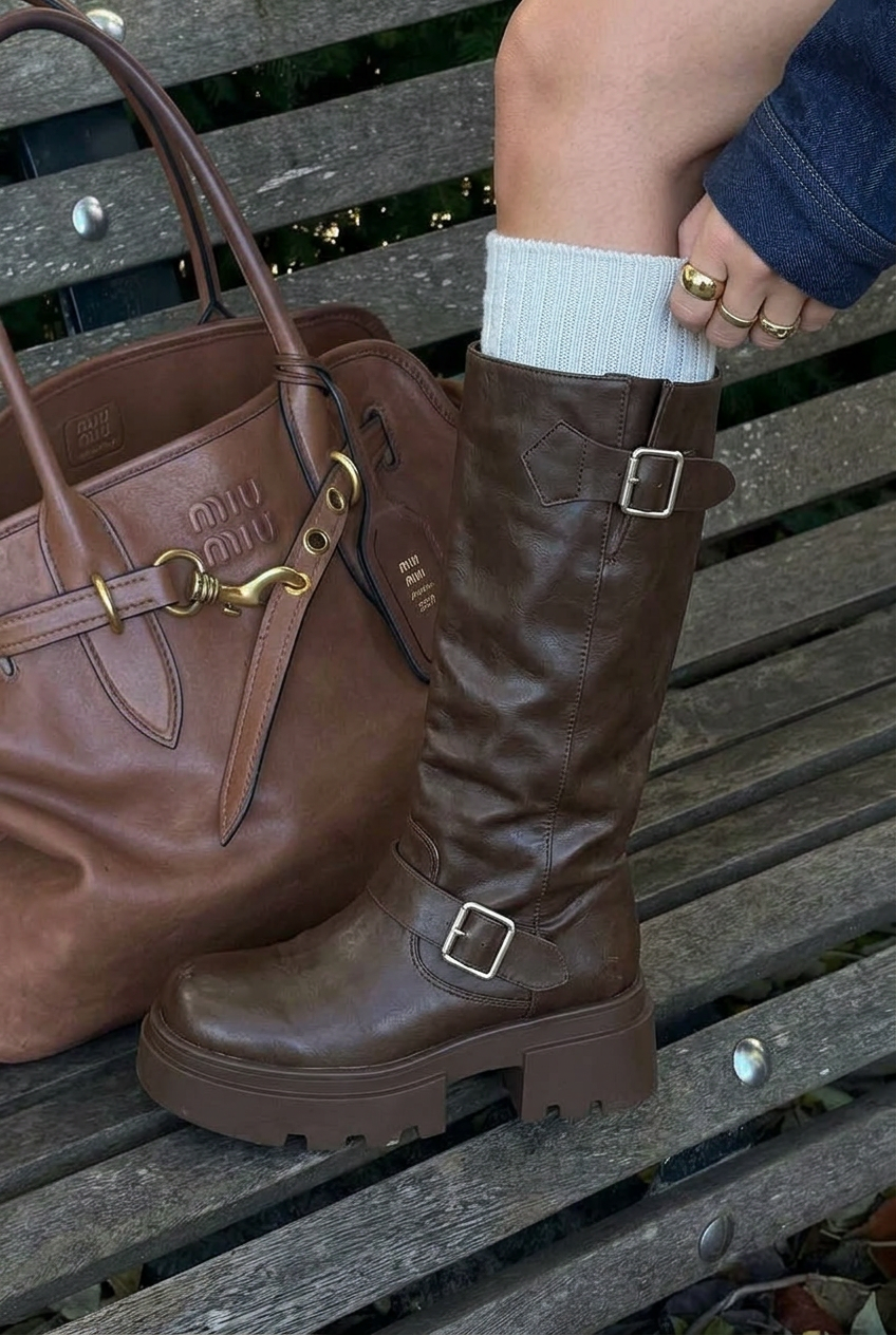Retro Platform Mid-Calf Martin Boots