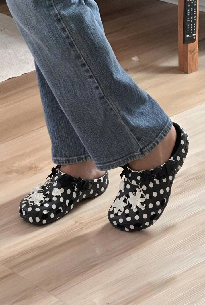 Floral Polka Dot Crocks