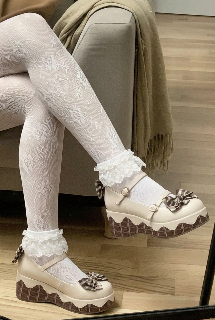 Sweet Ruffle Bow Low-Heel Shoes