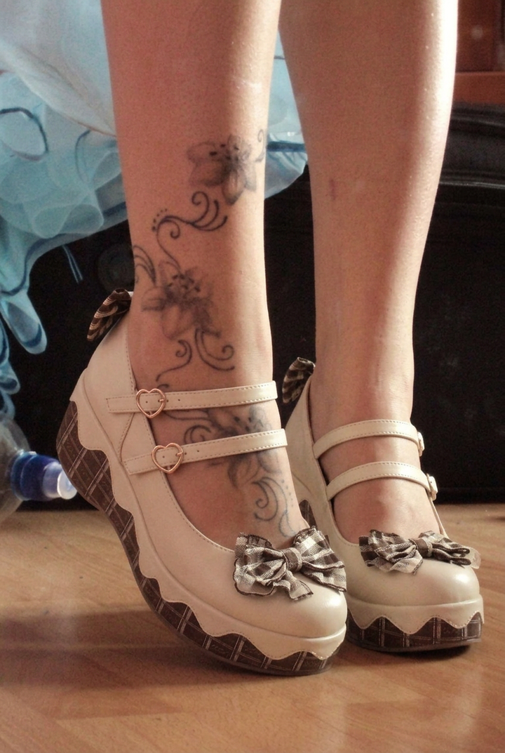 Sweet Ruffle Bow Low-Heel Shoes
