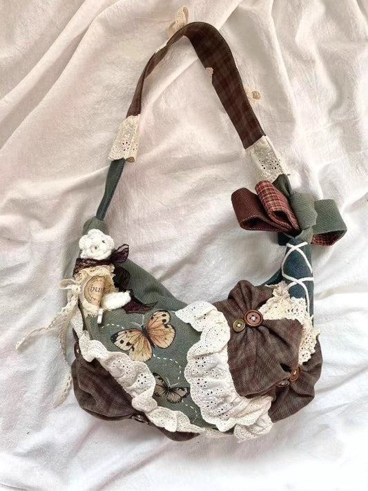 Retro Lace Patchwork Butterfly Bag