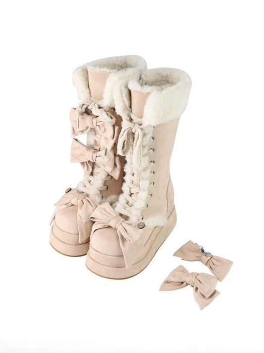 Lolita Bow Winter Calf Boots