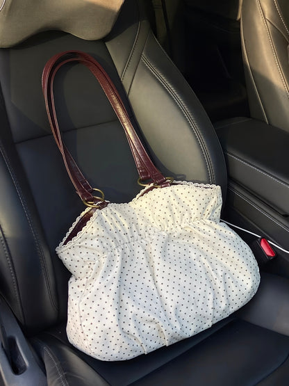 White Polka Dot Bow Shoulder Bag