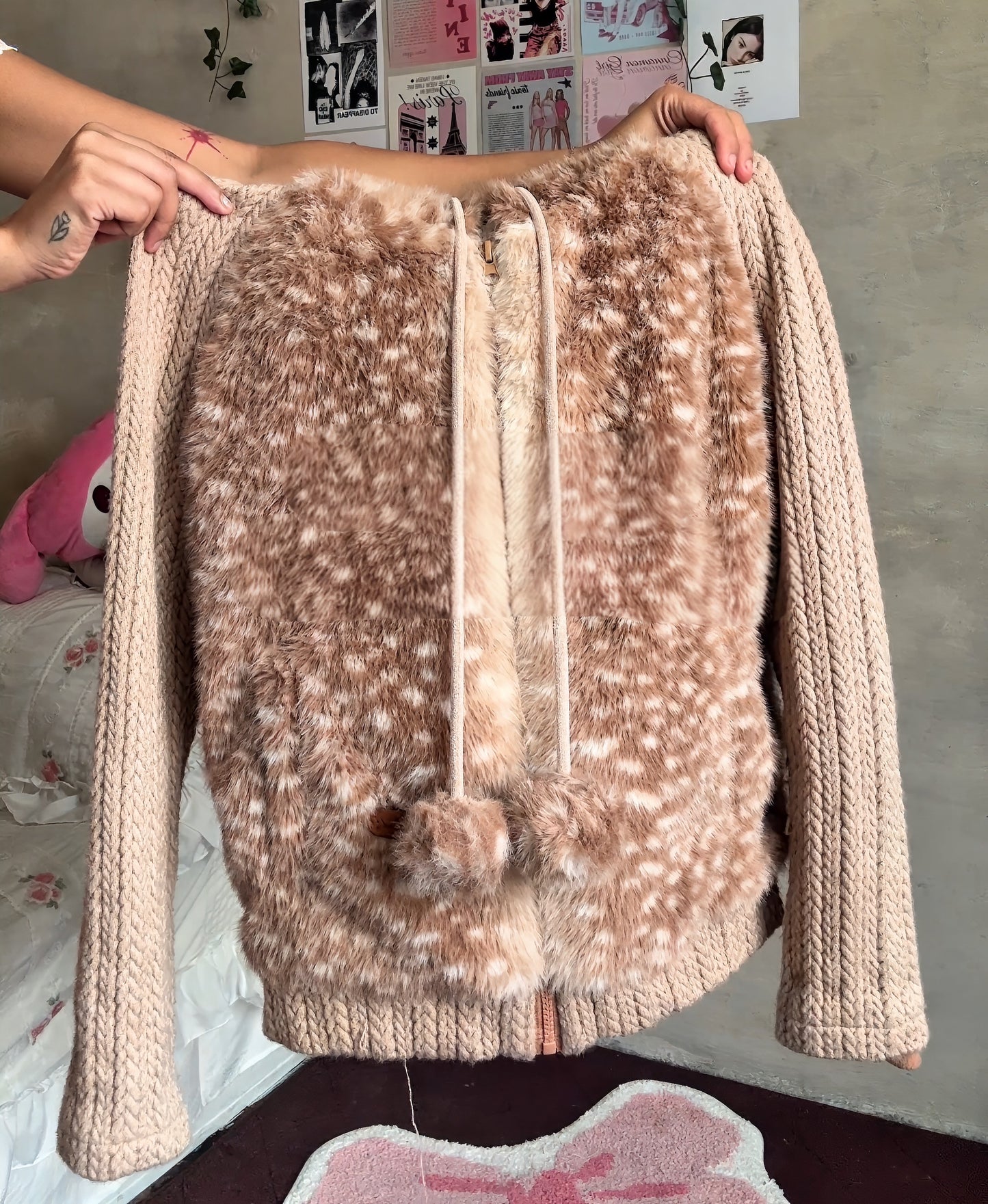 Deer Faux Fur Sweater