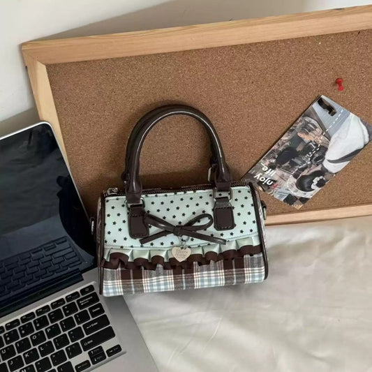 Mint Lace Bow Retro Bag