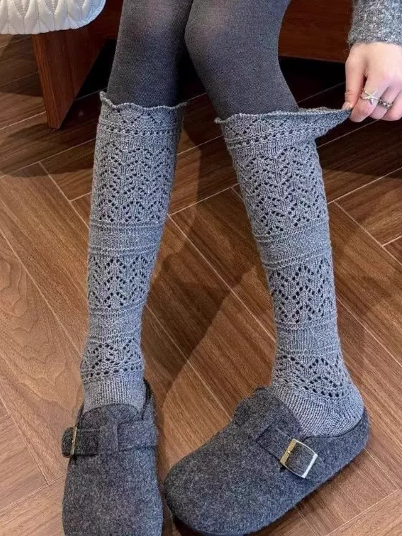 Hollow Out Knit Slouch Socks
