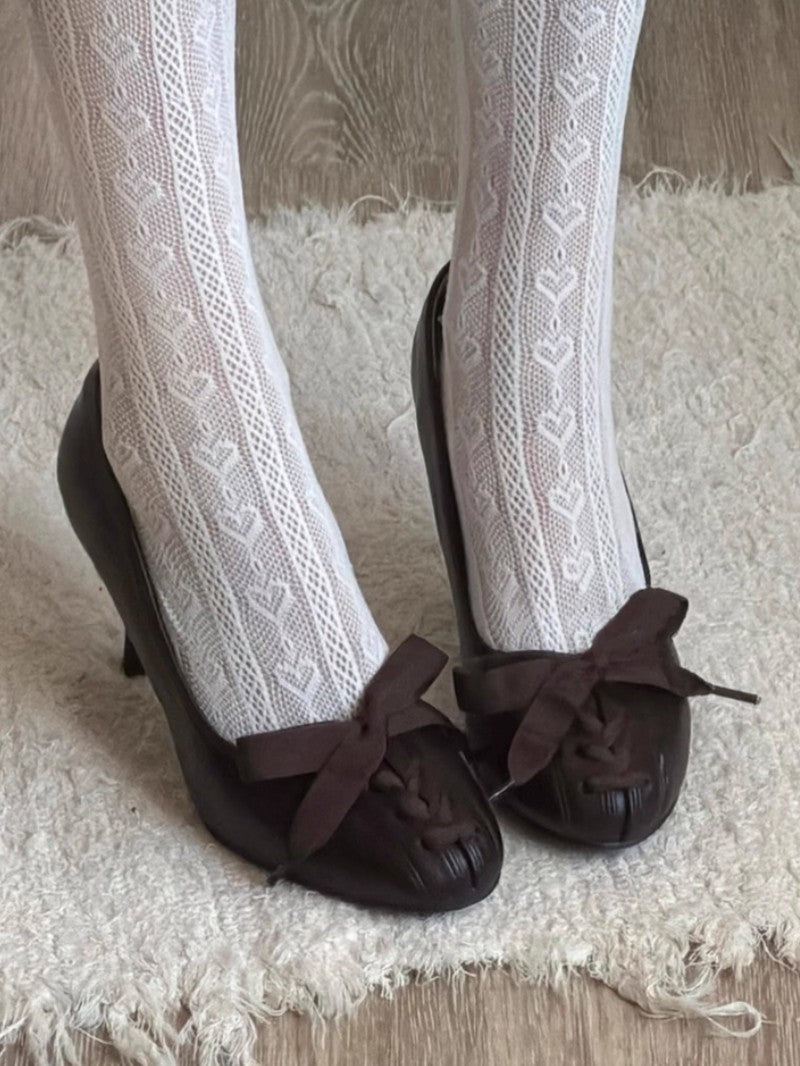 Retro Bow-Tie Low-Cut High Heels