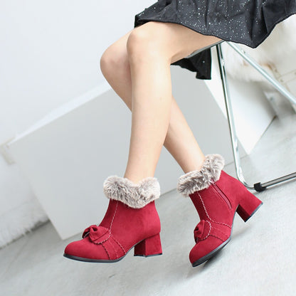 Fleece-Lined Suede Short Boots