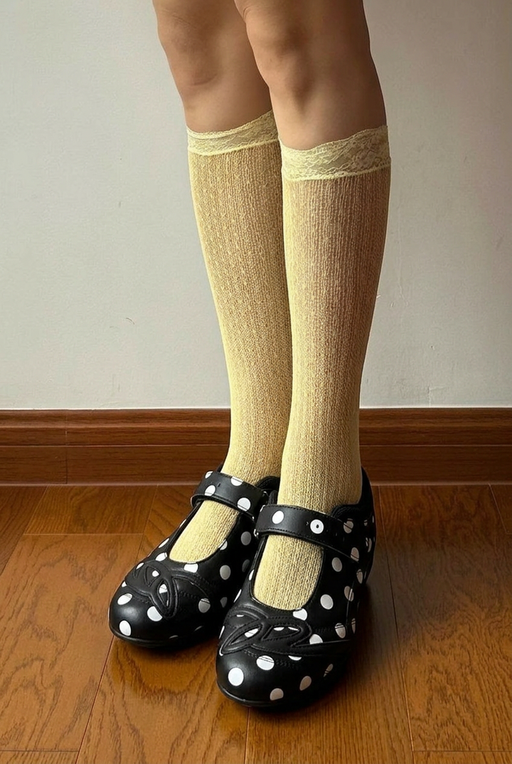 Polka Dot Strap On Flats