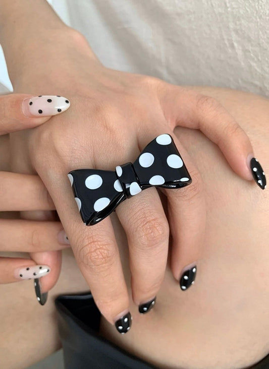 Polka Dot Resin Bow Statement Ring