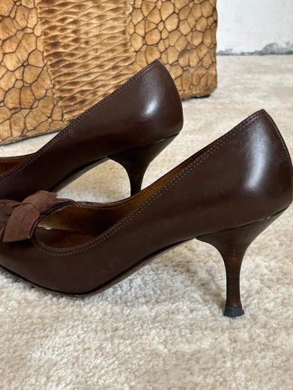 Retro Bow-Tie Low-Cut High Heels