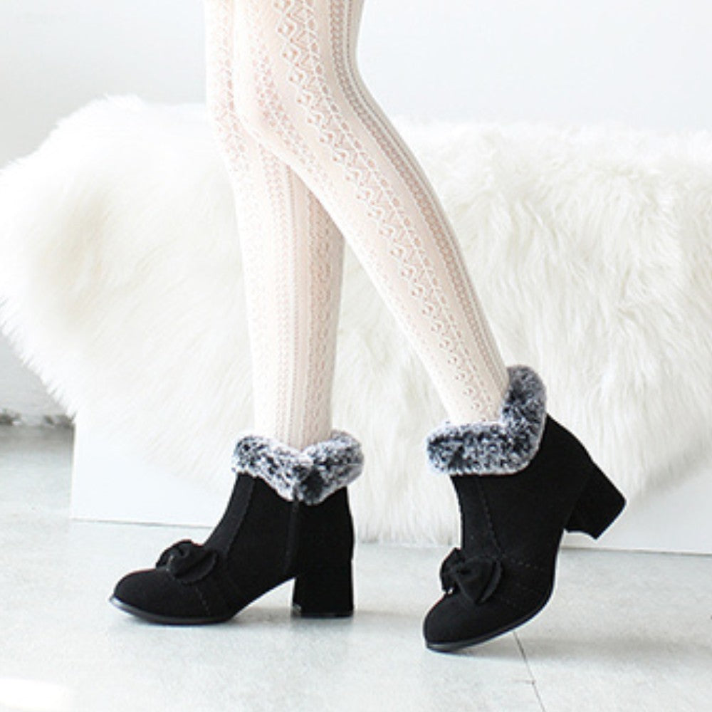 Fleece-Lined Suede Short Boots