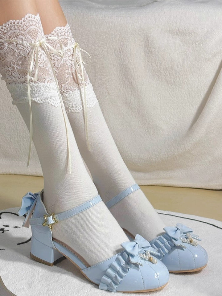 Fairy Lace Pearl Lolita Mid Heels