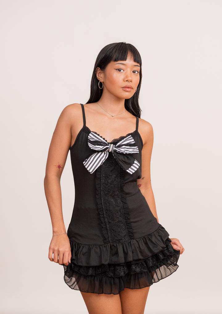 Monochrome Bow Three-Piece Outfit Set