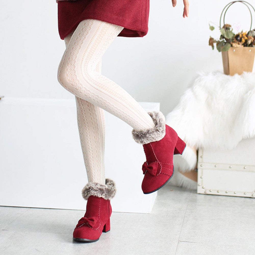 Fleece-Lined Suede Short Boots