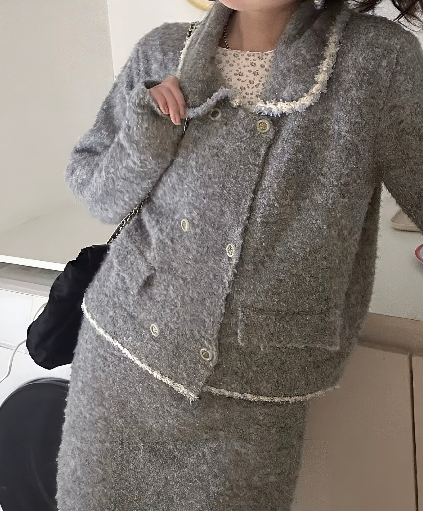 Chanel-Inspired Peter Pan Collar Knit Set