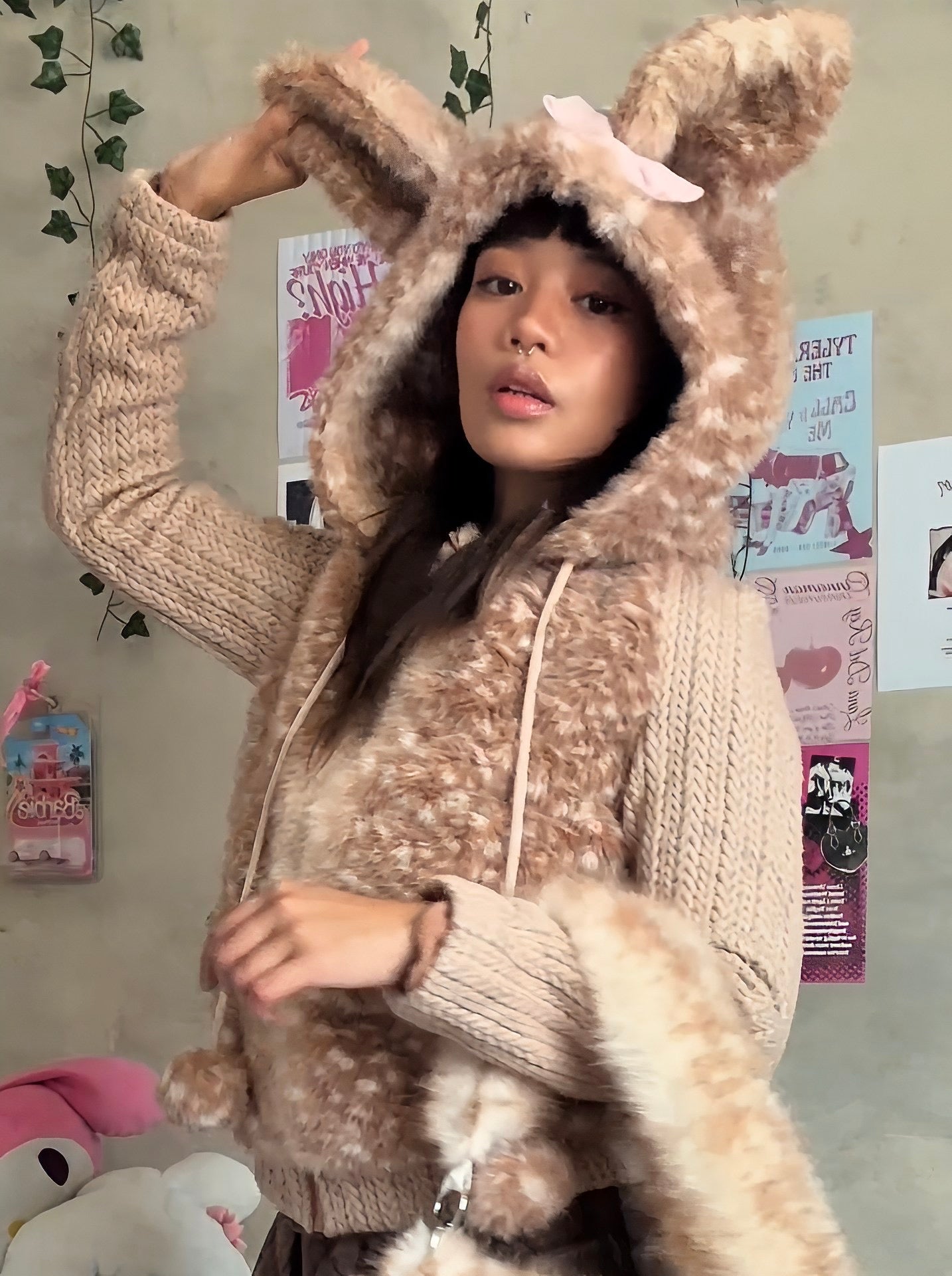 Deer Faux Fur Sweater