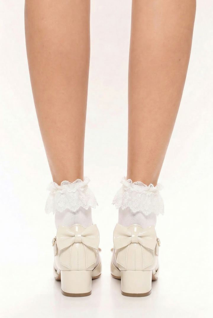 Fairy Lace Pearl Lolita Mid Heels
