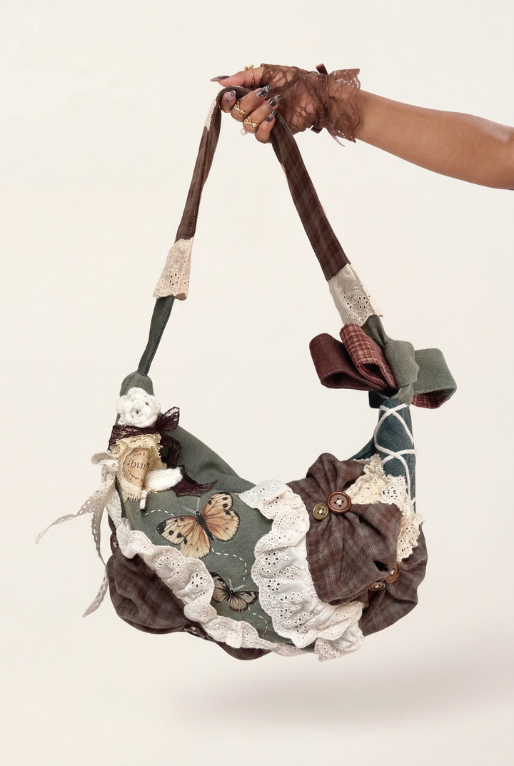 Retro Lace Patchwork Butterfly Bag