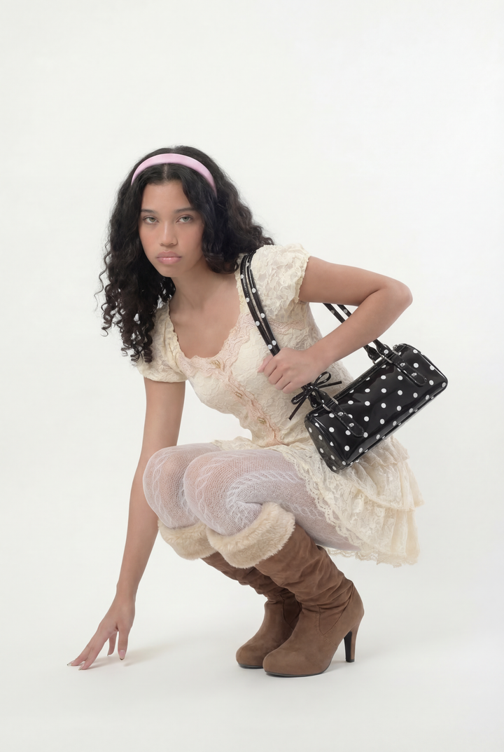 Polka Dot Retro Tube Shoulder Bag