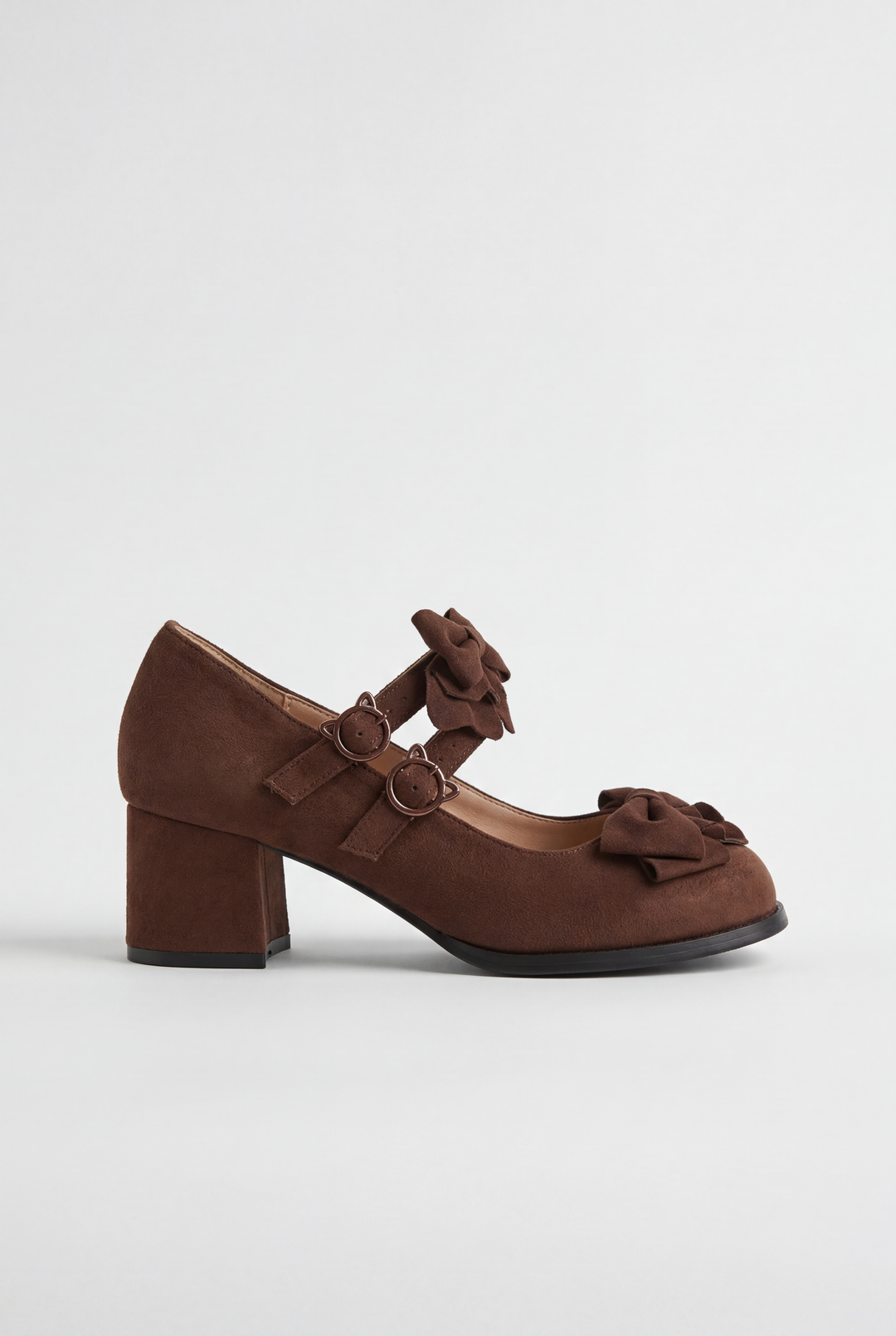 Cute Bow Mid-Heel Leather Shoes