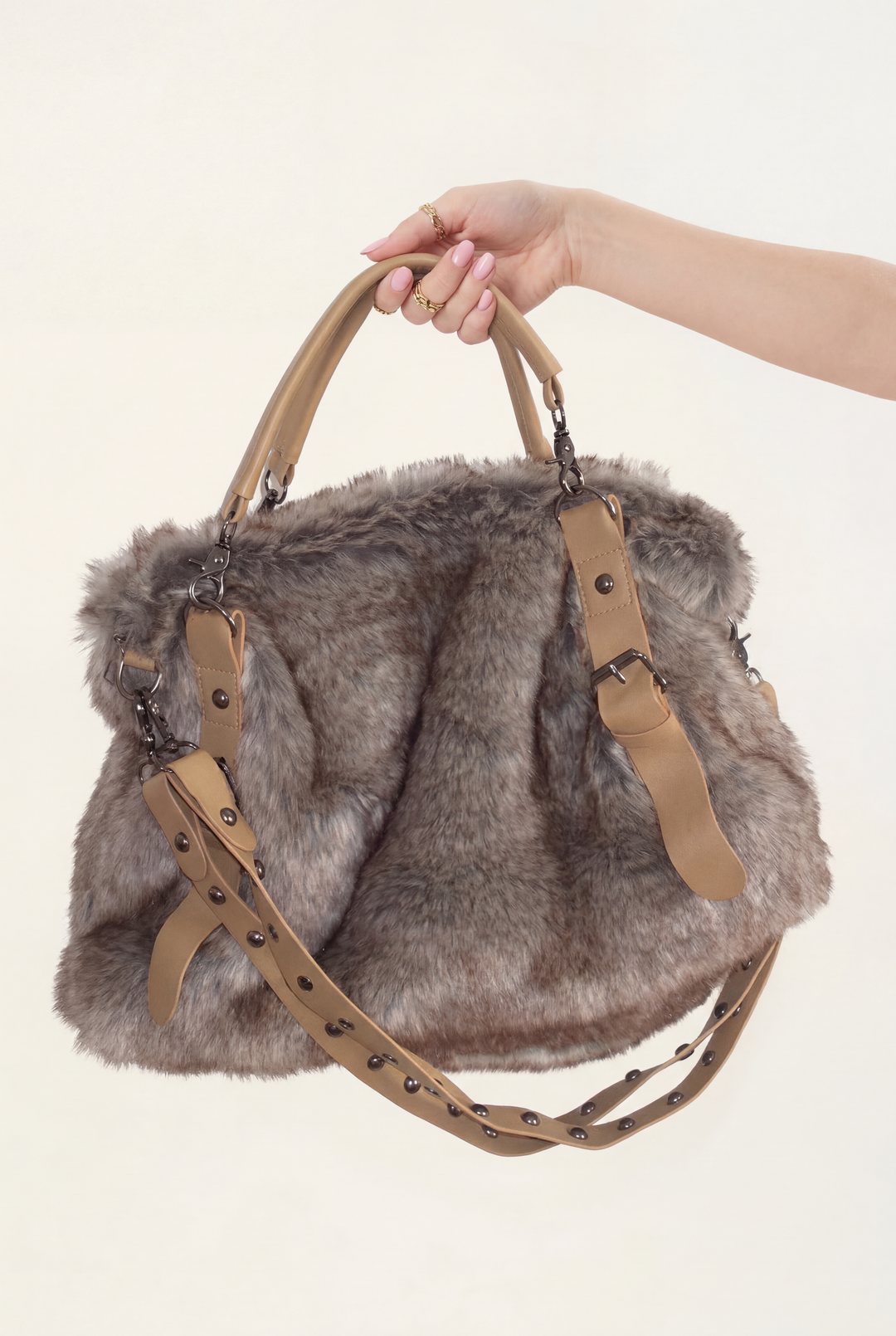 Retro Faux Fur Shoulder Handbag