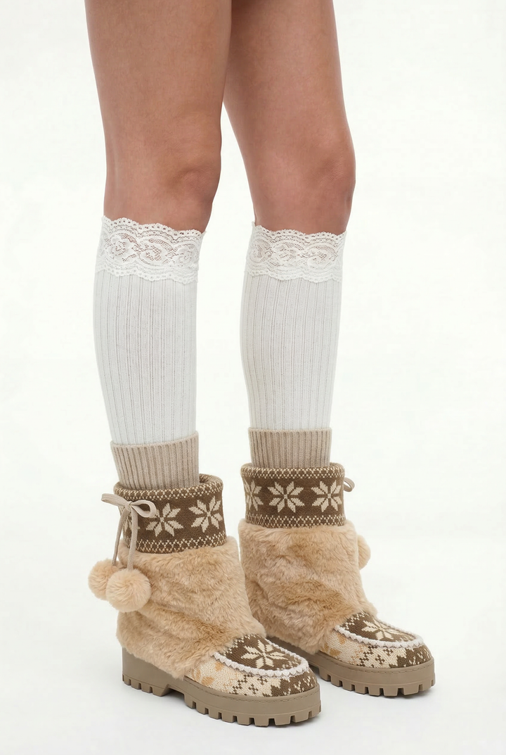 Fair Isle Fleece Winter Snow Boots