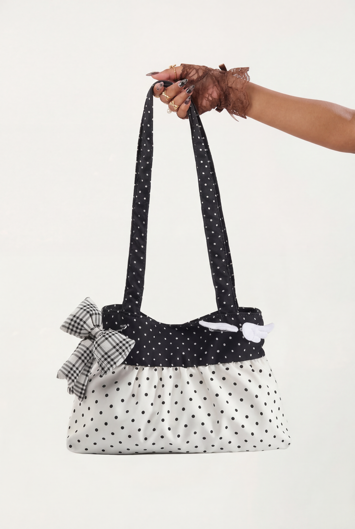 Retro Polka Dot Bow-Wing Shoulder Bag